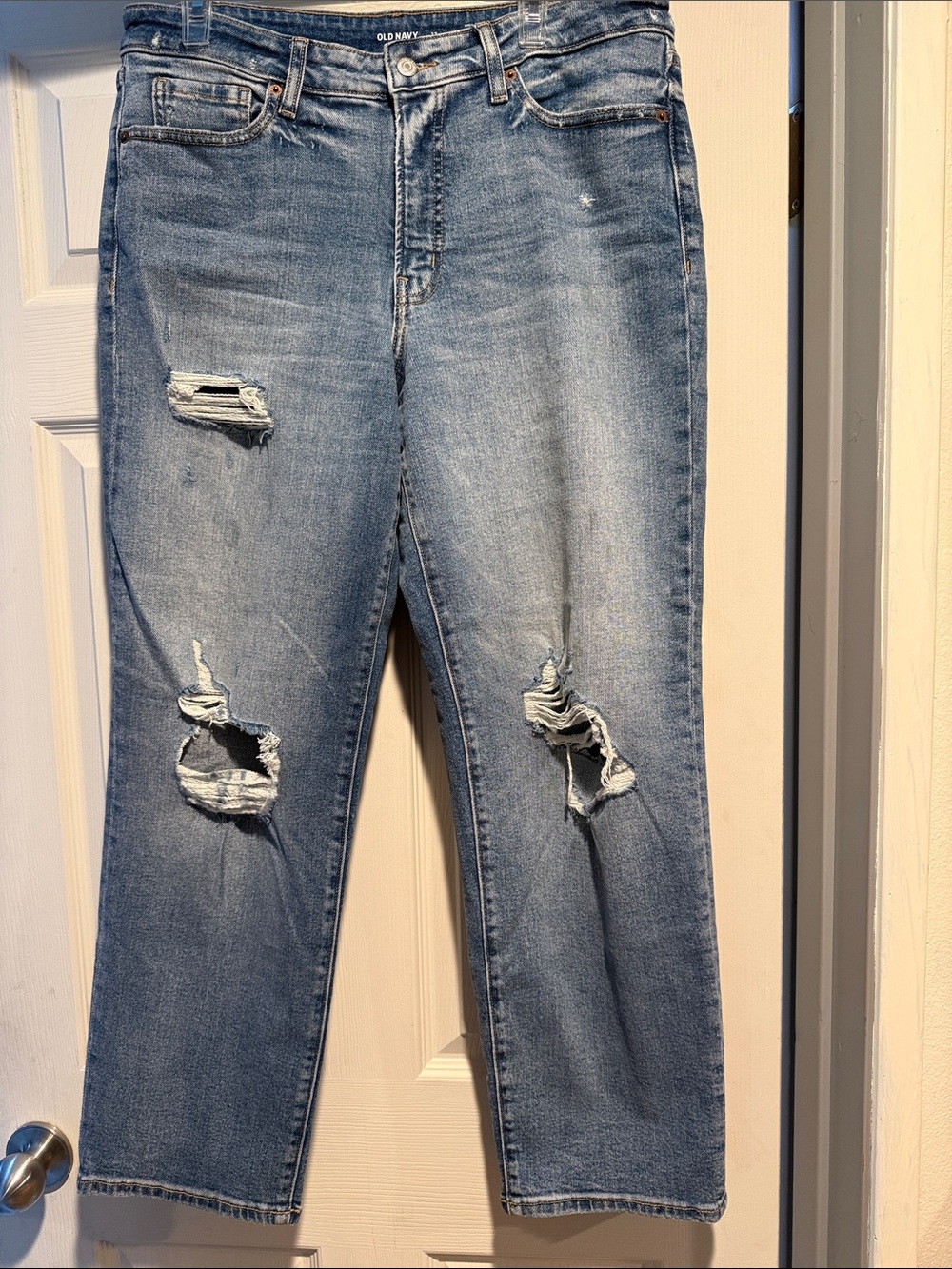 Old Navy Light Blue Distressed High Rise Wide Leg Jeans OG Loose